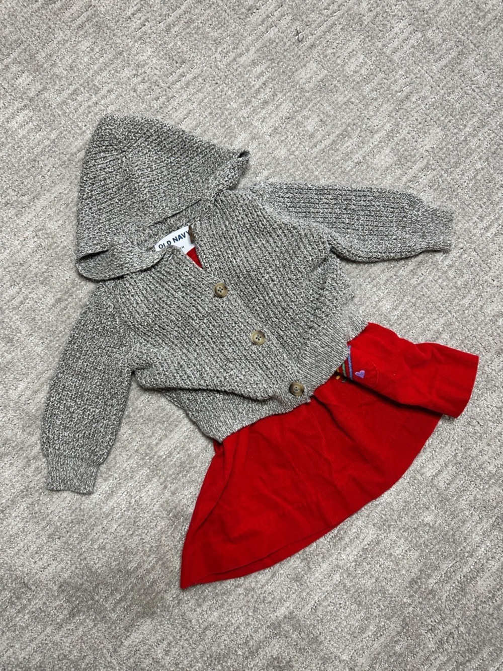 Old Navy Gray Hooded Cardigan Knit | 12-18 Months - Picture 5 of 6